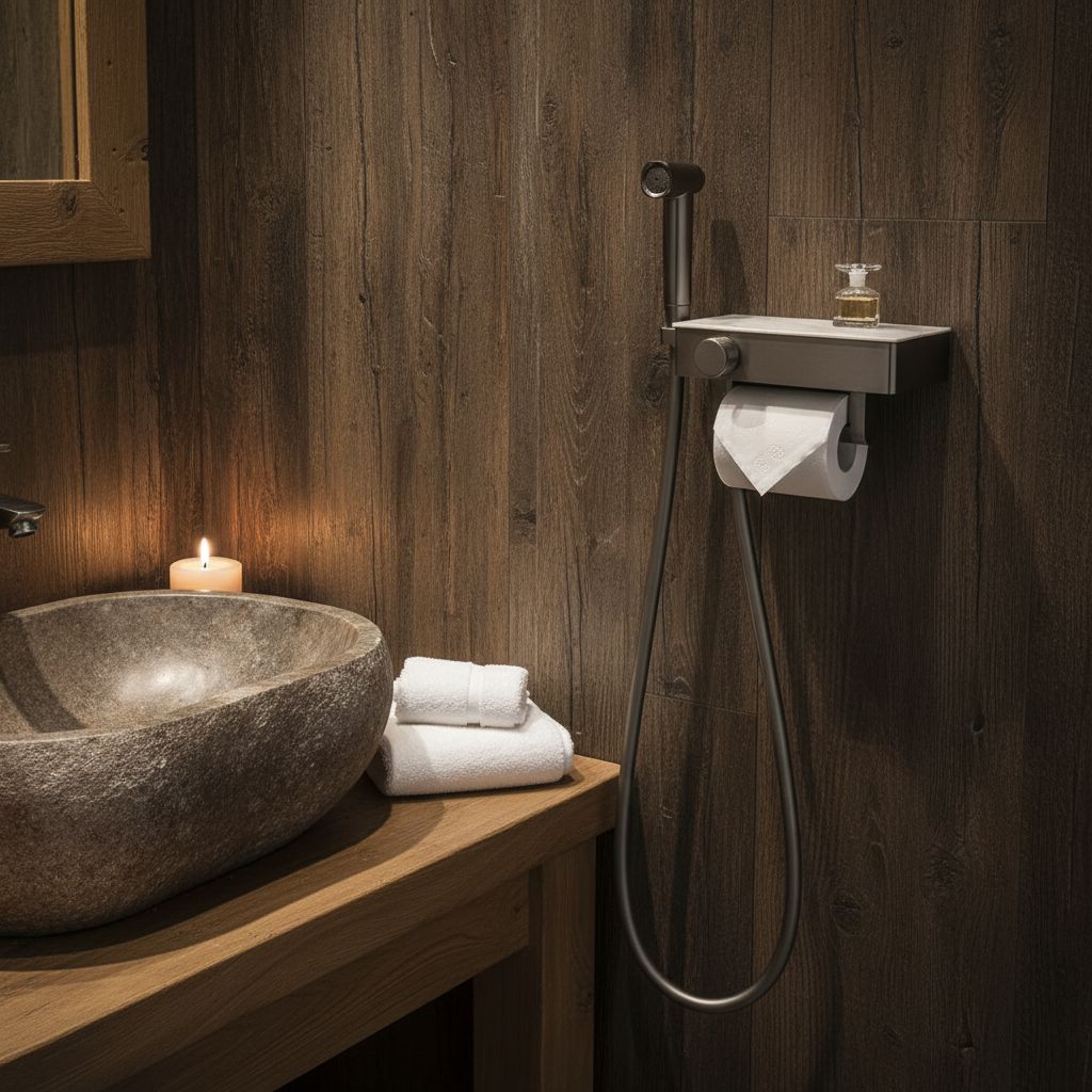 Bidet aan toilet met toiletrolhouder A - Serie